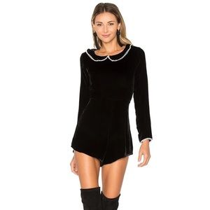 For Love & Lemons Colette Velvet Silk romper sz M